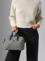 Handtas Th Jacquard Gerecycleerd Polyester Tommy hilfiger Blauw th jacquard AW17633-vue-porte